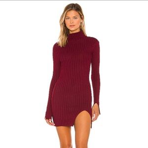 Superdown Burgundy Ribbed Knit Open Back Dress
